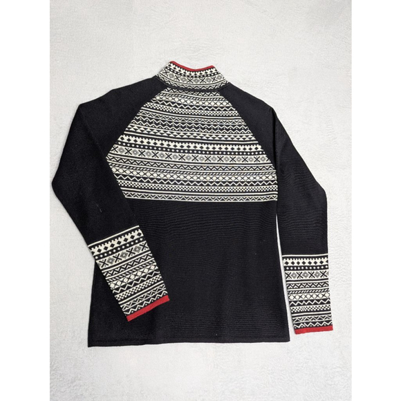Women's Krimson Klover Black & White Fair Isle Wool Sweater M - Picture 2 of 9